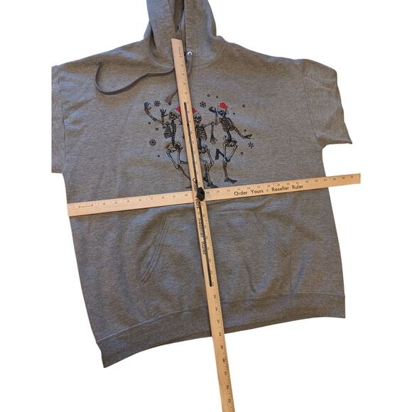 Athletic Works Jolly AF Skeletons Hoodie Mens XL Funny Christmas Sweatshirt Gray - Picture 6 of 16